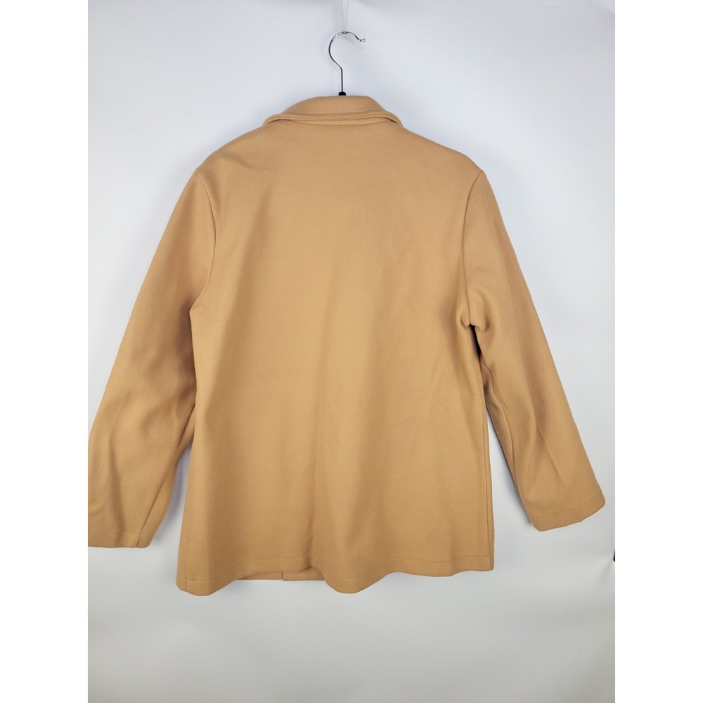 Women's Camel Peacoat XL Double Breasted Wool Look Jacket Classic Tan Coat - Picture 2 of 5